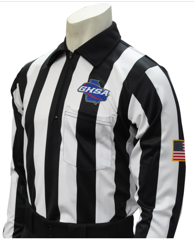 football officials gear Georgia (GHSA) Long Sleeve Referee Shirt SOLDES_24E Constructed with a durable Color:Rivian Blue Koellmann Gear & Airtec