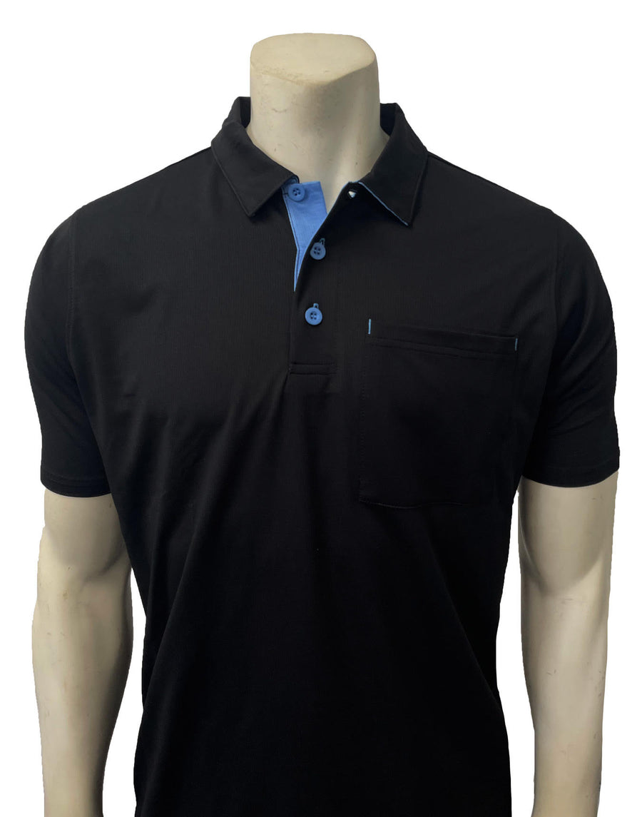 New! Smitty Major League Style Short Sleeve Umpire Shirt- Black with Blue Accents