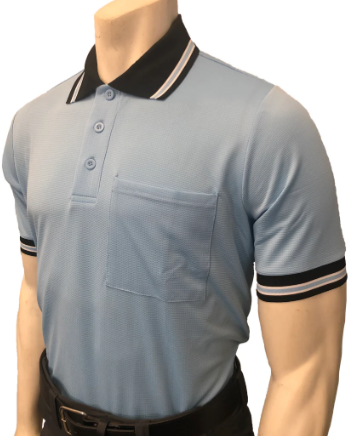 Smitty Body Flex Short Sleeve Umpire Shirt- Powder Blue w/ Black