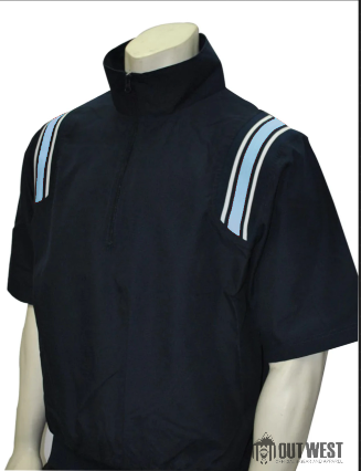 Smitty Umpire 1/2 Zipper Short Sleeve Pullover - Navy w/ Powder Blue