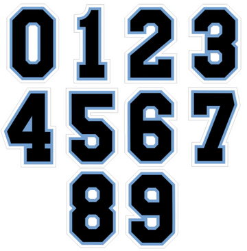 Umpire Numbers- Black, Sky Blue, White
