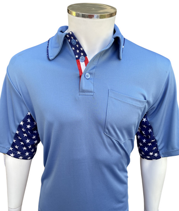 Officials Depot Exclusive:  Major League Replica Umpire Shirt  [Sky Blue ] USA FLAG | by Officials Depot LLC
