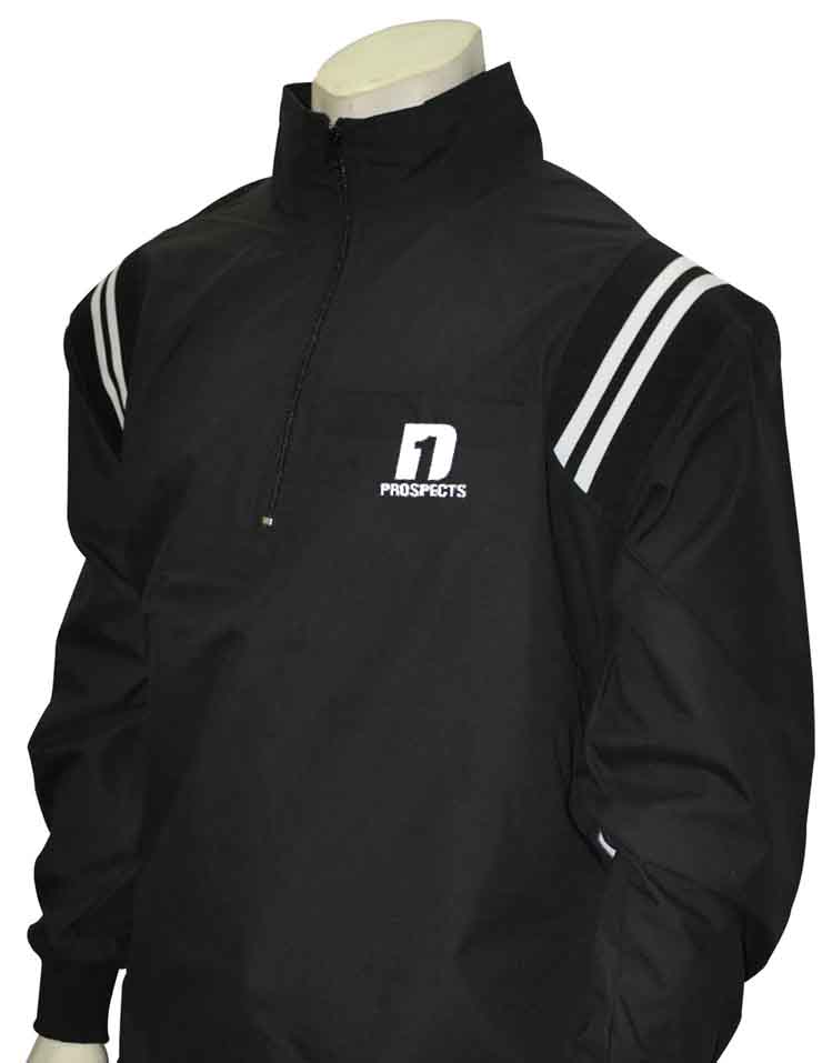 D1 Prospects Umpire Jacket - LS Pullover - Black w/ Black/White Insert