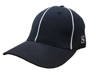 Black w/ White Piping Woven Poly High Performance Low Profile Hat